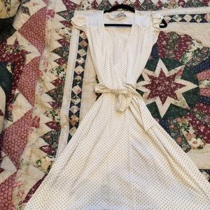 Necessary objects off white polka dot wrap dress
